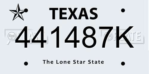 441487K Texas License Plate