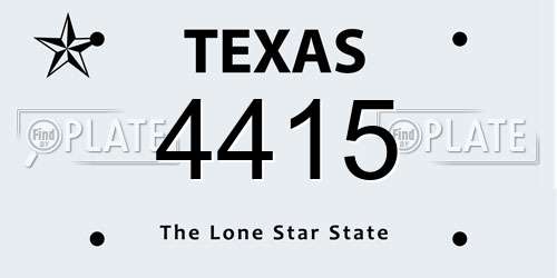 4415 Texas License Plate