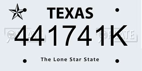 441741K Texas License Plate