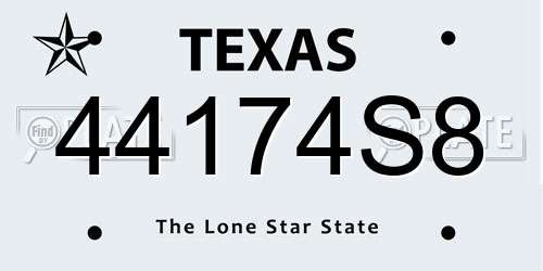 44174S8 Texas License Plate
