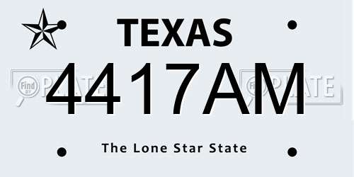 4417AM Texas License Plate