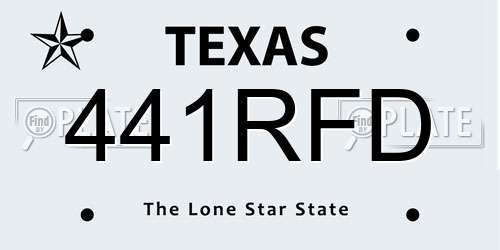 441RFD Texas License Plate
