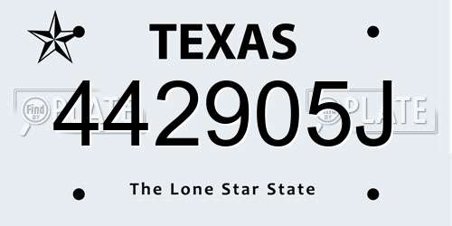 442905J Texas License Plate