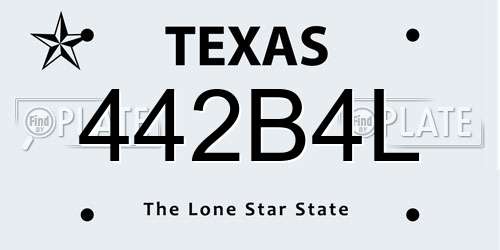 442B4L Texas License Plate