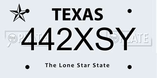 442XSY Texas License Plate
