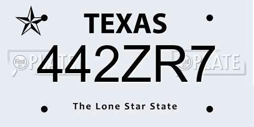 442ZR7 Texas License Plate