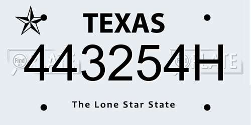 443254H Texas License Plate