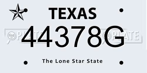 44378G Texas License Plate
