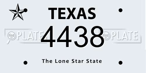 4438 Texas License Plate
