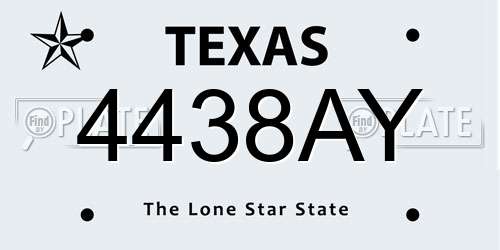 4438AY Texas License Plate