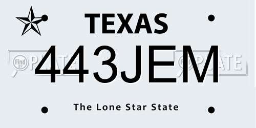 443JEM Texas License Plate