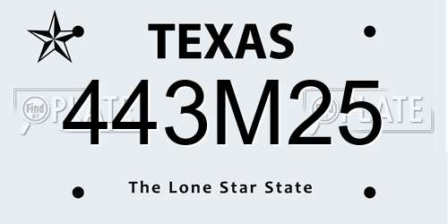 443M25 Texas License Plate
