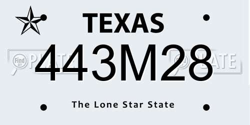 443M28 Texas License Plate