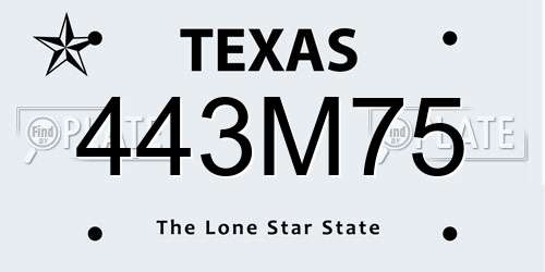 443M75 Texas License Plate