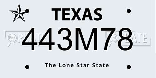 443M78 Texas License Plate