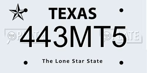 443MT5 Texas License Plate