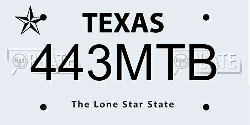 443MTB Texas License Plate