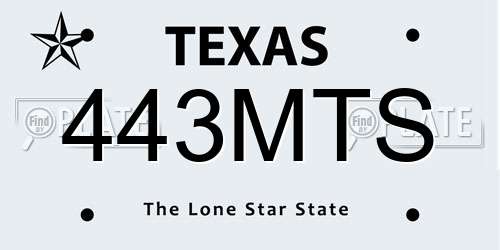 443MTS Texas License Plate