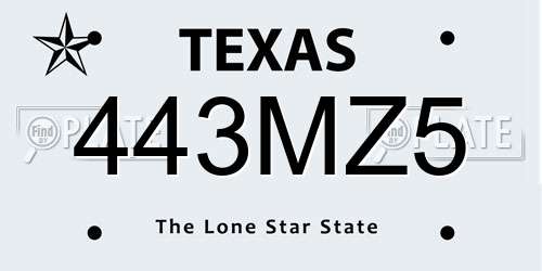 443MZ5 Texas License Plate