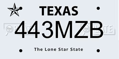 443MZB Texas License Plate