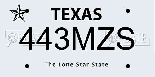 443MZS Texas License Plate