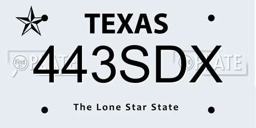 443SDX Texas License Plate