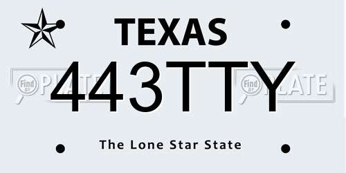 443TTY Texas License Plate