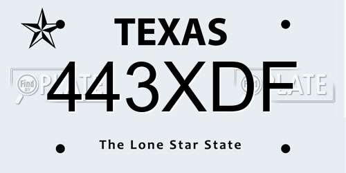 443XDF Texas License Plate