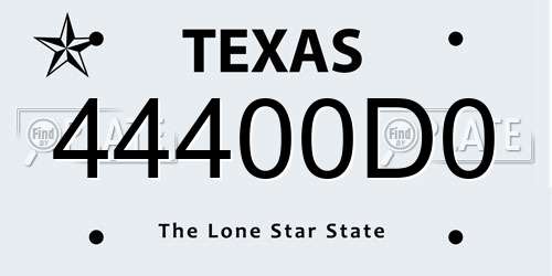 44400D0 Texas License Plate