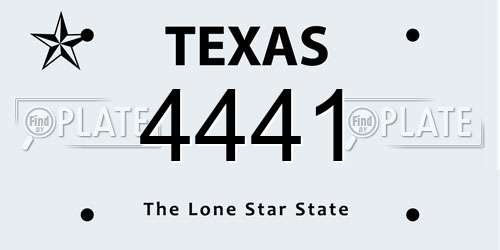 4441 Texas License Plate