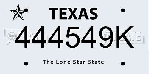 444549K Texas License Plate