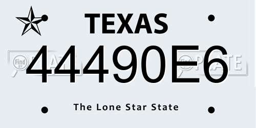 44490E6 Texas License Plate