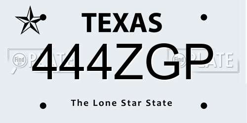 444ZGP Texas License Plate