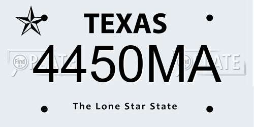 4450MA Texas License Plate