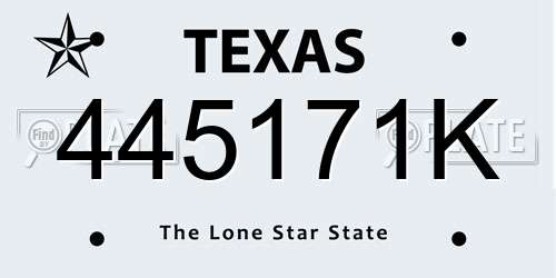 445171K Texas License Plate