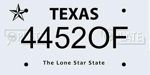 4452OF Texas License Plate