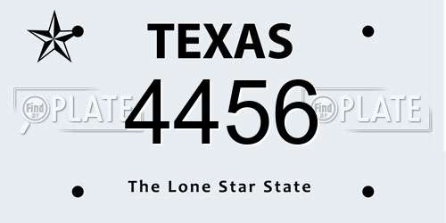4456 Texas License Plate