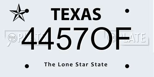 4457OF Texas License Plate