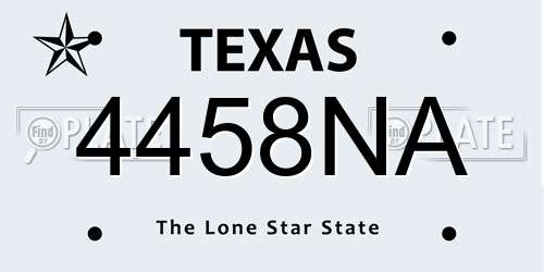 4458NA Texas License Plate