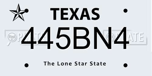 445BN4 Texas License Plate