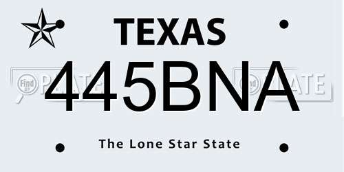 445BNA Texas License Plate