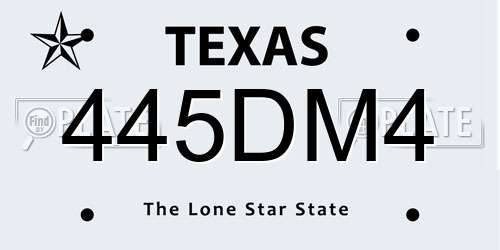 445DM4 Texas License Plate