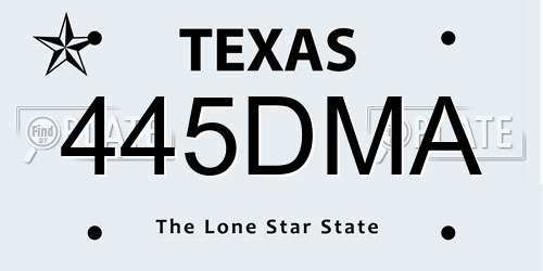 445DMA Texas License Plate
