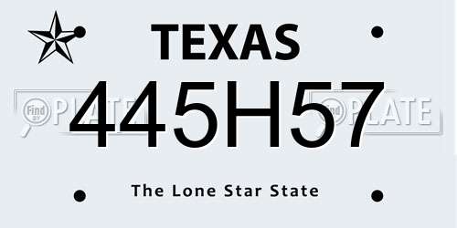 445H57 Texas License Plate