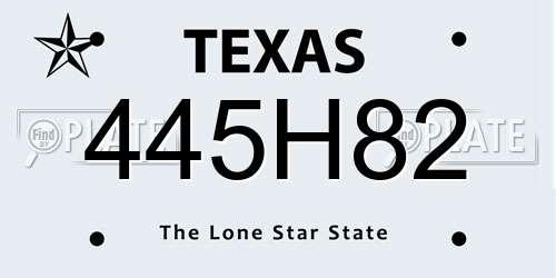 445H82 Texas License Plate