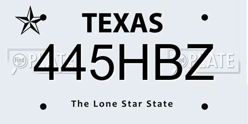 445HBZ Texas License Plate