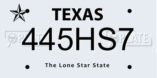 445HS7 Texas License Plate