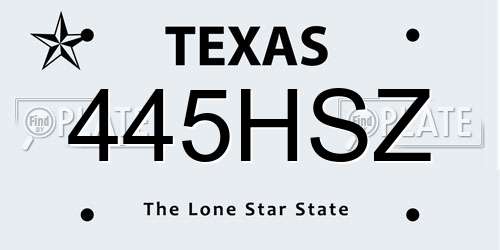 445HSZ Texas License Plate