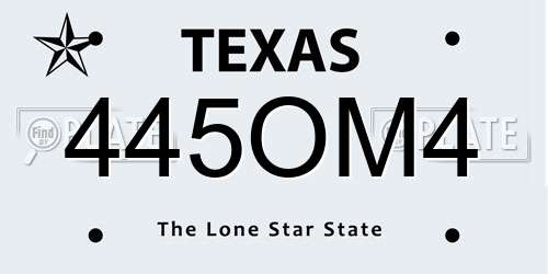 445OM4 Texas License Plate