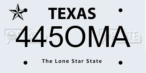 445OMA Texas License Plate
